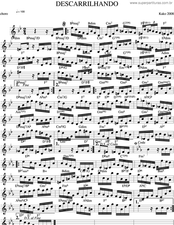 Partitura da música Descarrilhando