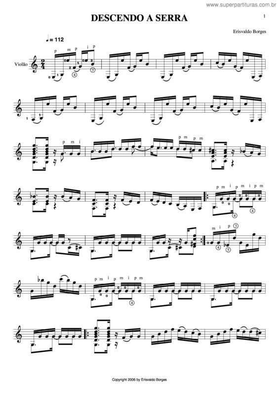 Partitura da música Descendo a serra v.3