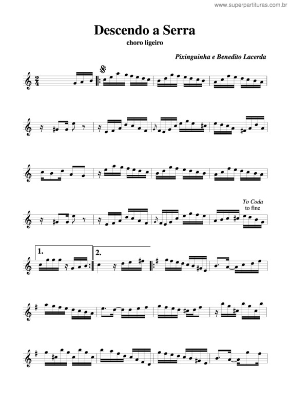 Partitura da música Descendo A Serra v.4