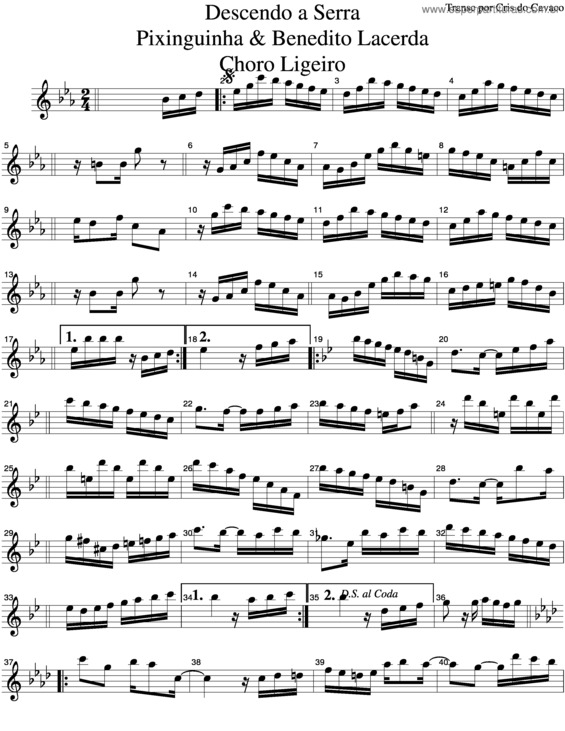 Partitura da música Descendo A Serra v.5