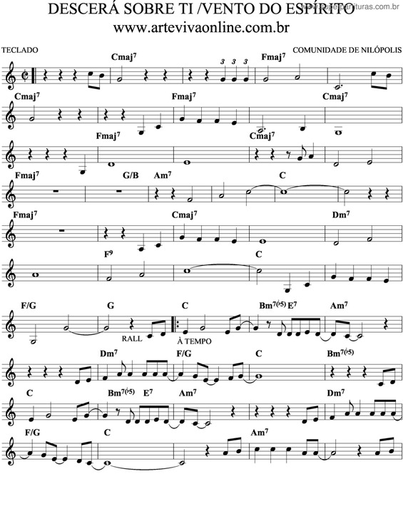 Partitura da música Descerá Sobre Ti E Vento Do Espírito