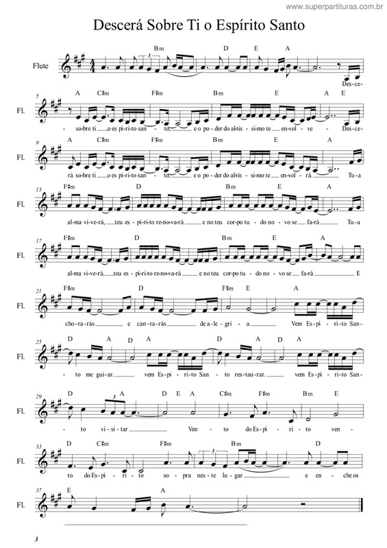 Partitura da música Descerá Sobre Ti O Espírito Santo