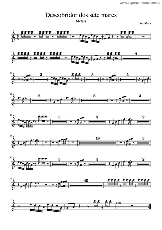 Partitura da música Descobridor Dos Sete Mares v.10