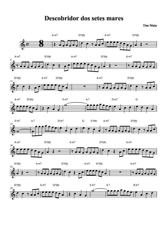 Partitura da música Descobridor dos Sete Mares v.4