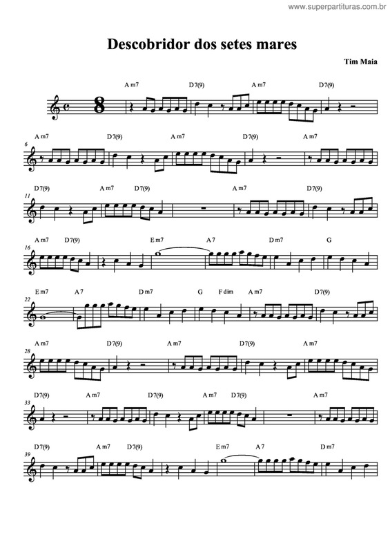 Partitura da música Descobridor Dos Sete Mares v.6