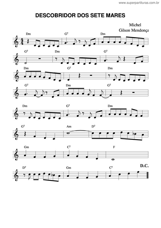 Partitura da música Descobridor Dos Sete Mares v.7