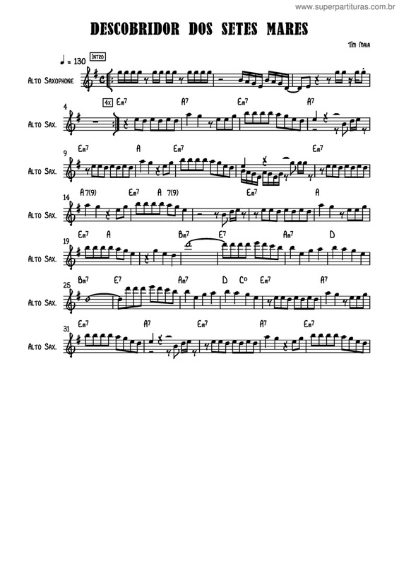 Partitura da música Descobridor Dos Sete Mares v.8