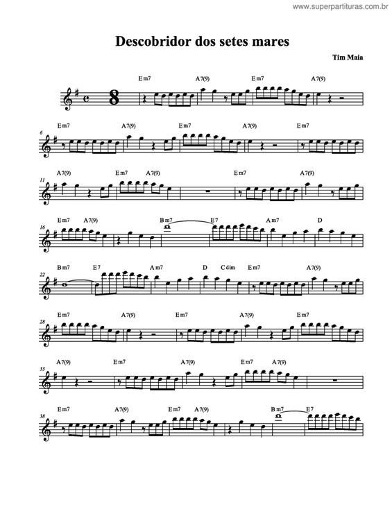 Partitura da música Descobridor Dos Sete Mares