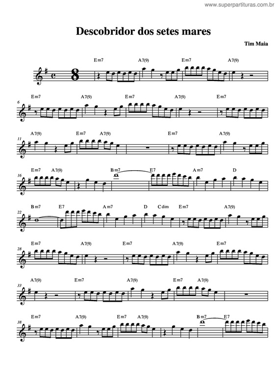 Partitura da música Descobridor Dos Setes Mares v.2