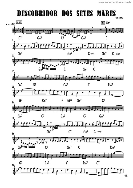 Partitura da música Descobridor Dos Setes Mares