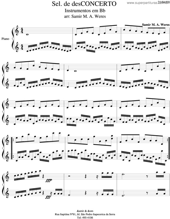 Partitura da música Desconcerto