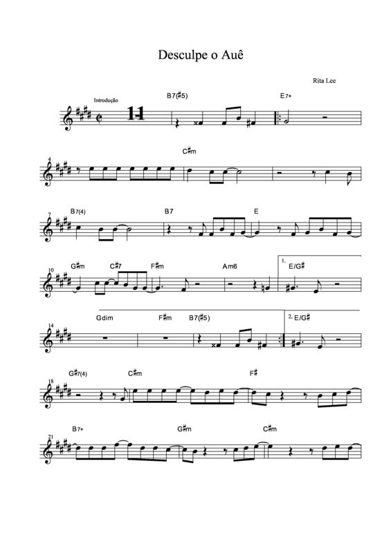 Partitura da música Desculpe o Auê v.3