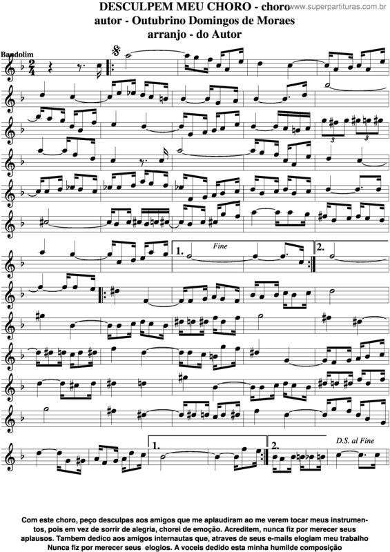 Partitura da música Desculpem Meu Choro v.3