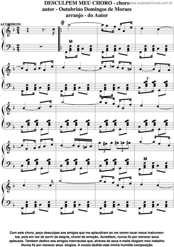 Partitura da música Desculpem Meu Choro v.4