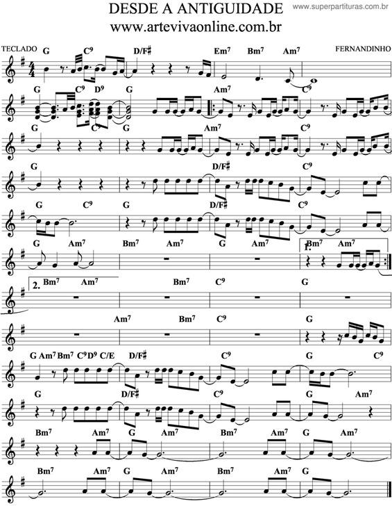 Partitura da música Desde A Antiguidade