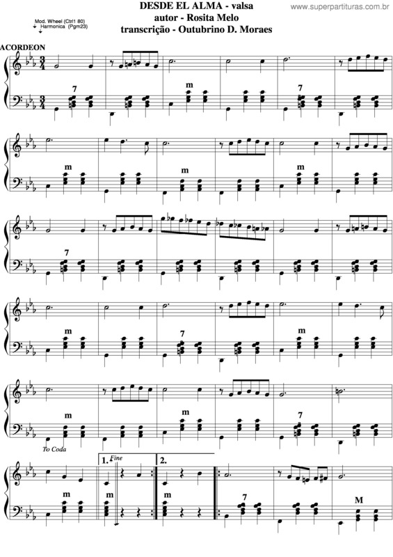 Partitura da música Desde El Alma 