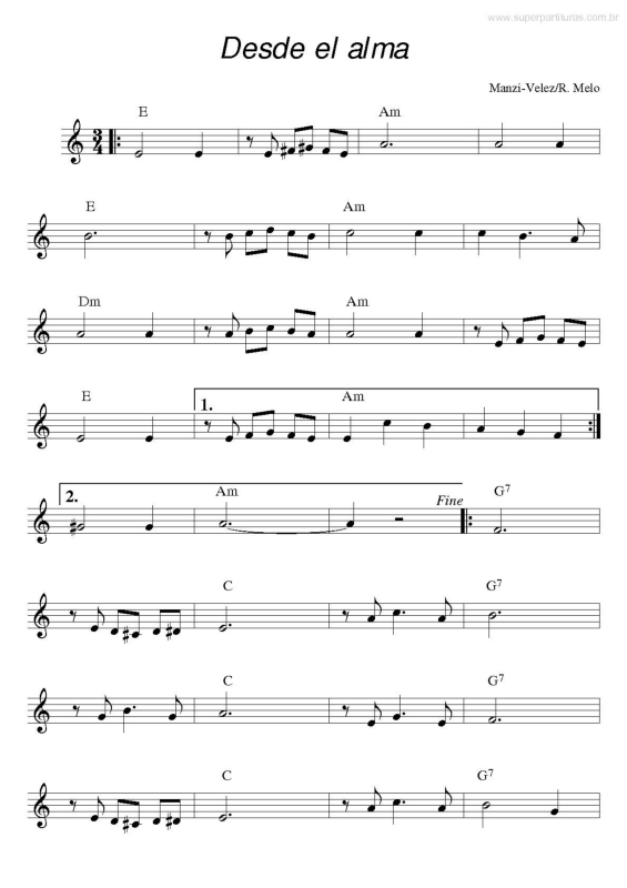 Partitura da música Desde El Alma