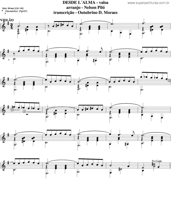 Partitura da música Desde L´Ama