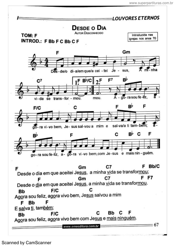 Partitura da música Desde O Dia