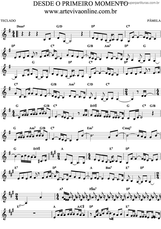 Partitura da música Desde O Primeiro Momento v.2