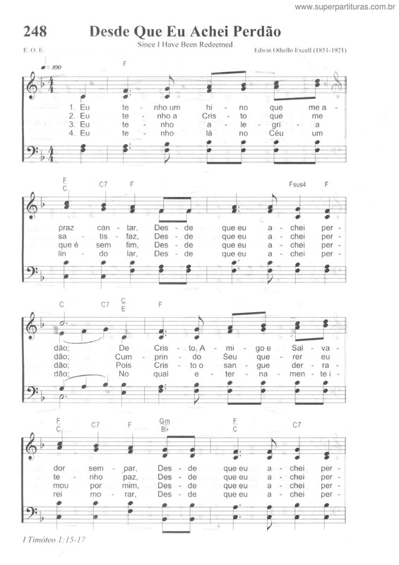 Partitura da música Desde Que Eu Achei Perdão