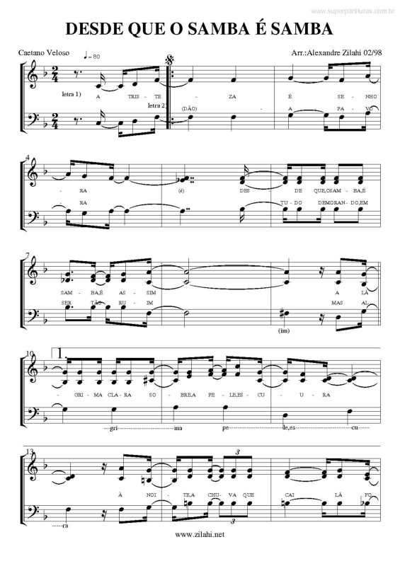 Partitura da música Desde que o Samba É Samba