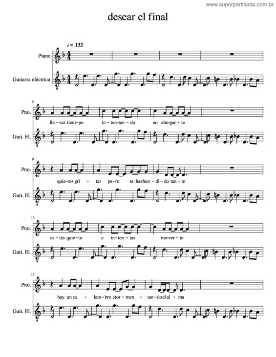 Partitura da música Desear El Final v.2