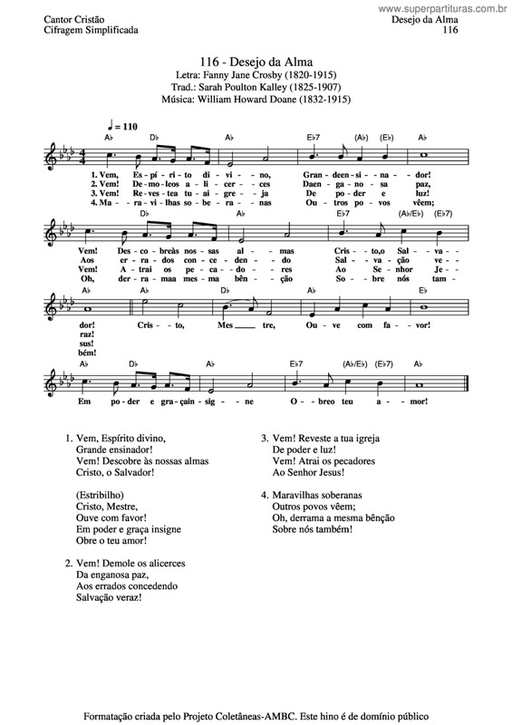 Partitura da música Desejo Da Alma