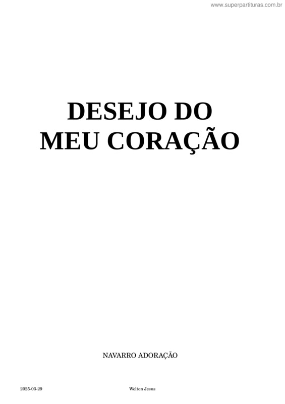 Partitura da música Desejo Do Meu Coração – G – Alice E Welton – Violão