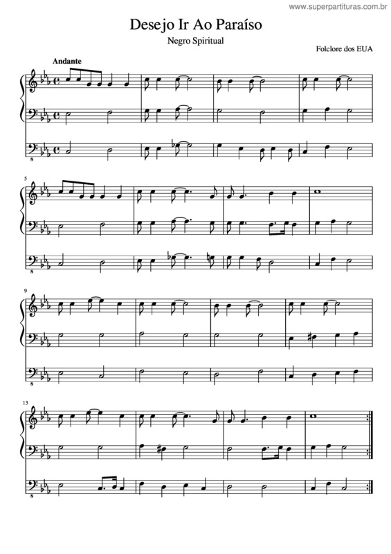 Partitura da música Desejo Ir Ao Paraíso