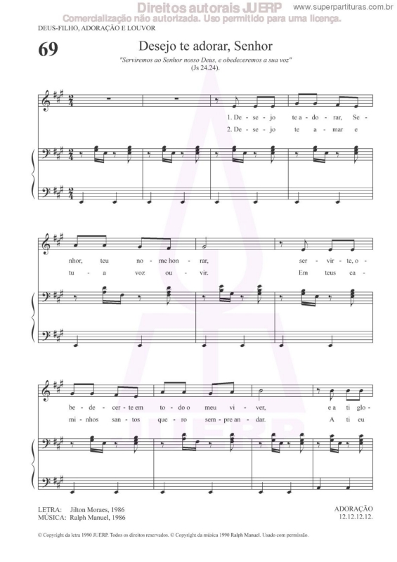Partitura da música Desejo Te Adorar, Senhor - 69 HCC v.2