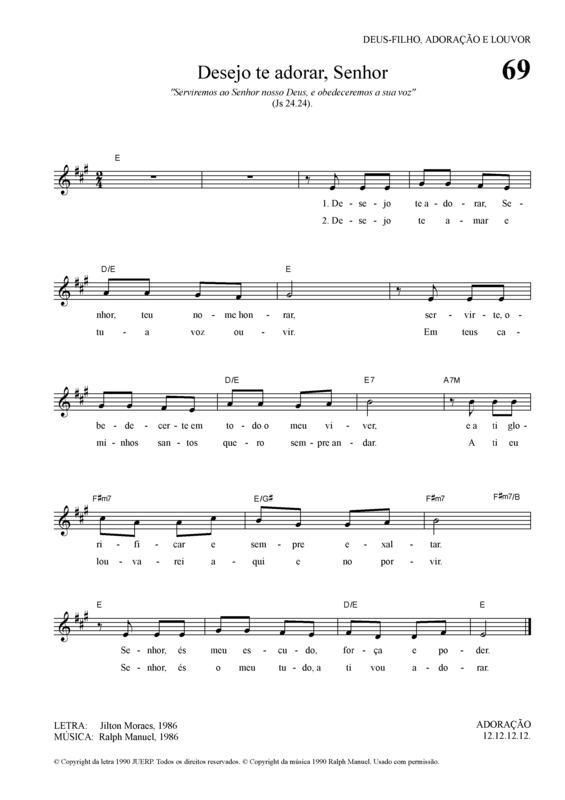 Partitura da música Desejo Te Adorar Senhor