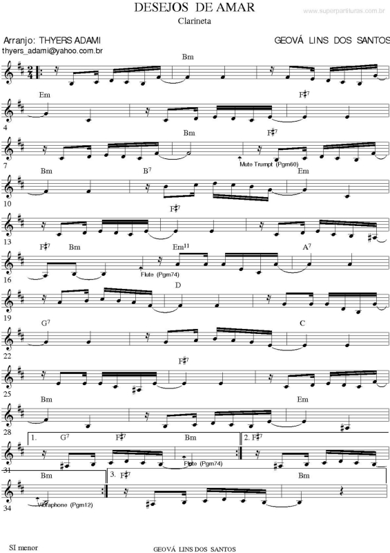 Partitura da música Desejos de amar v.2