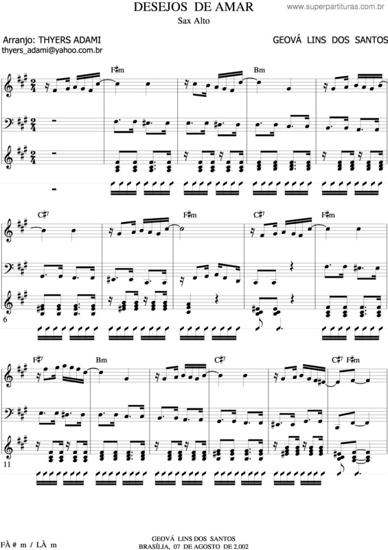 Partitura da música Desejos De Amar v.3