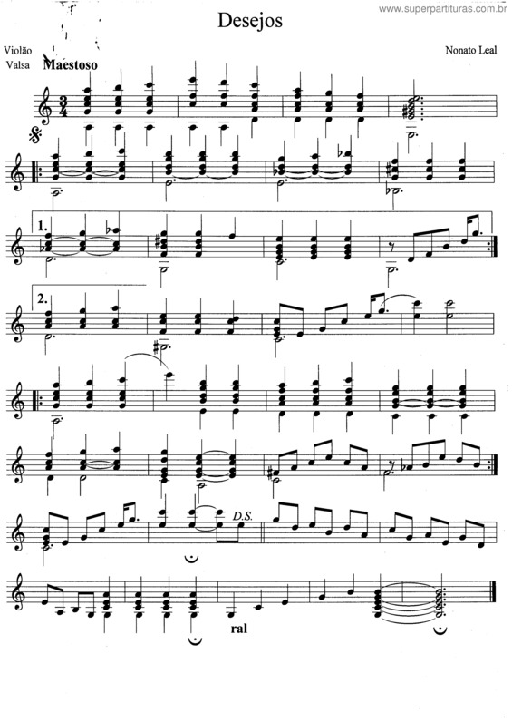 Partitura da música Desejos