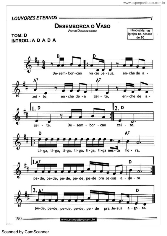 Partitura da música Desemboca O Vaso