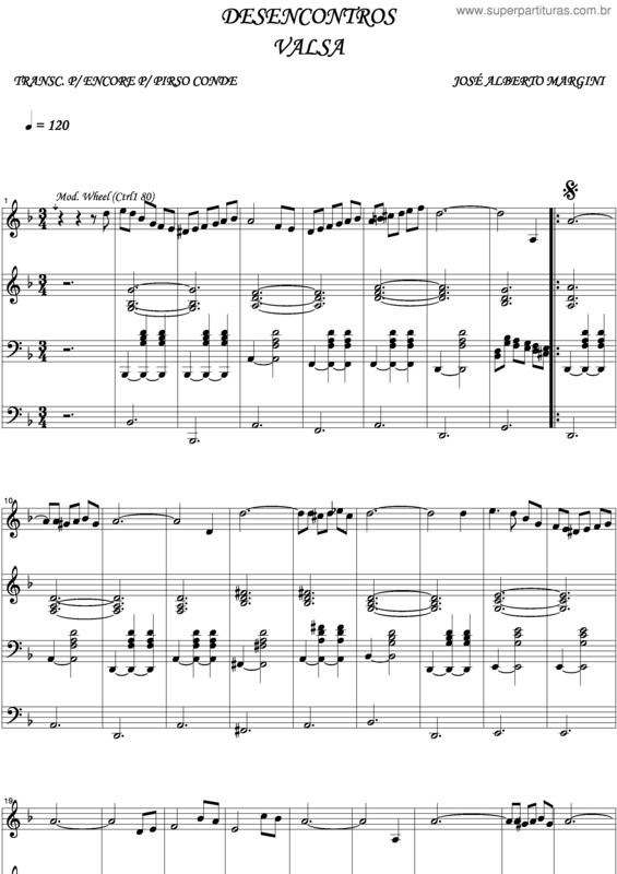 Partitura da música Desencontros 