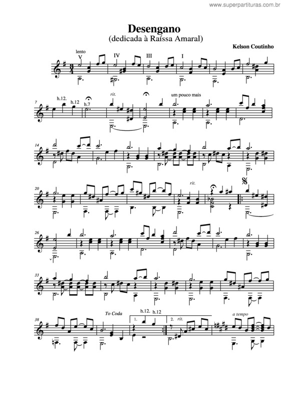 Partitura da música Desengano v.2