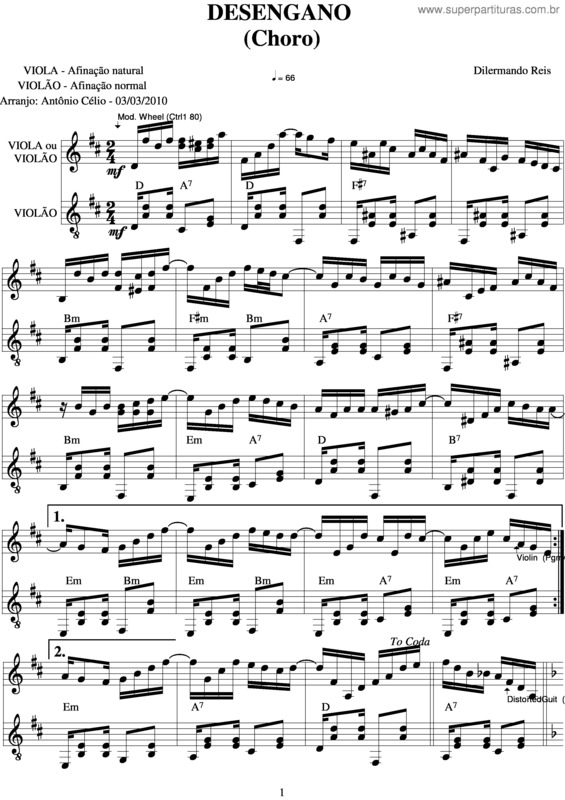 Partitura da música Desengano v.5