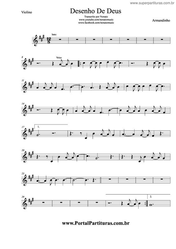 Partitura da música Desenho De Deus