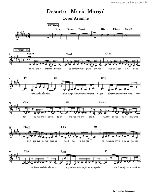 Partitura da música Deserto v.2