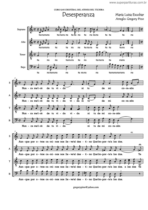 Partitura da música Desesperanza