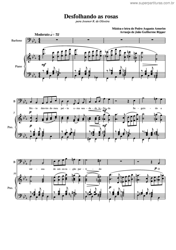 Partitura da música Desfolhando as rosas