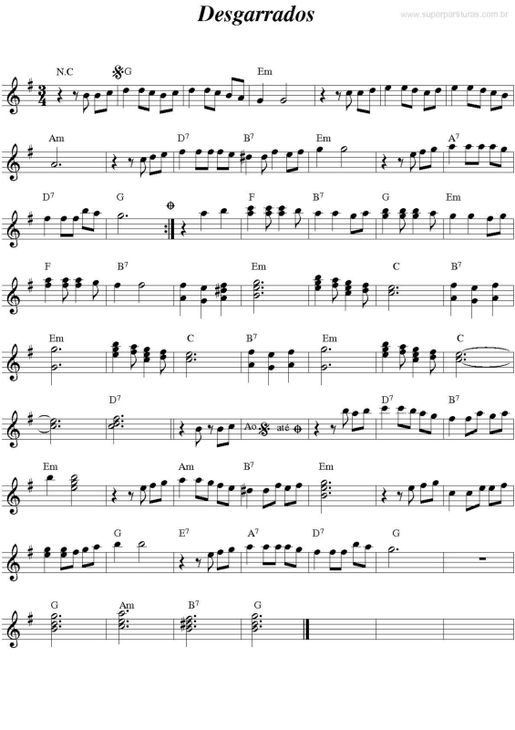 Partitura da música Desgarrados