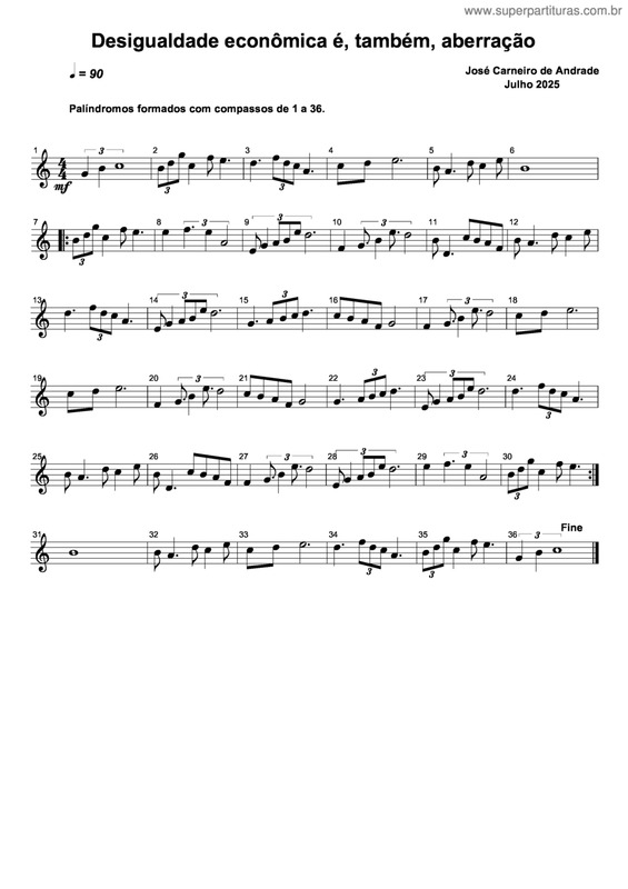 Partitura da música Desigualdade Econômica É, Também, Aberração