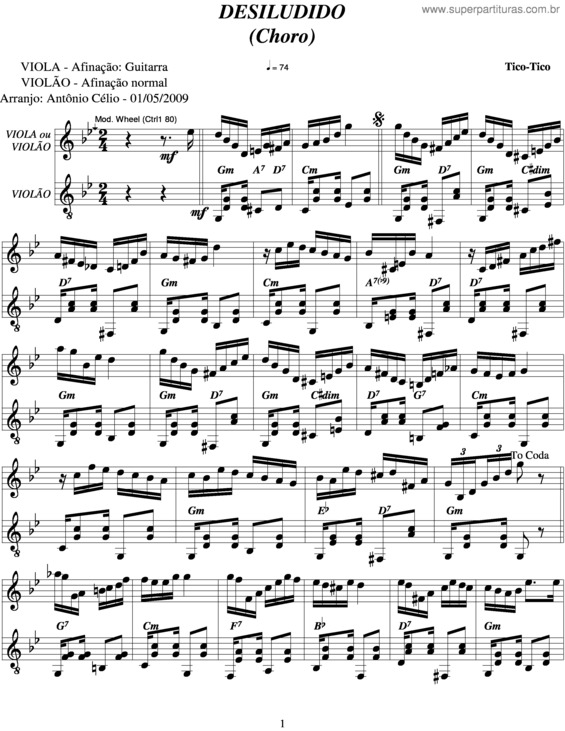 Partitura da música Desiludido v.2