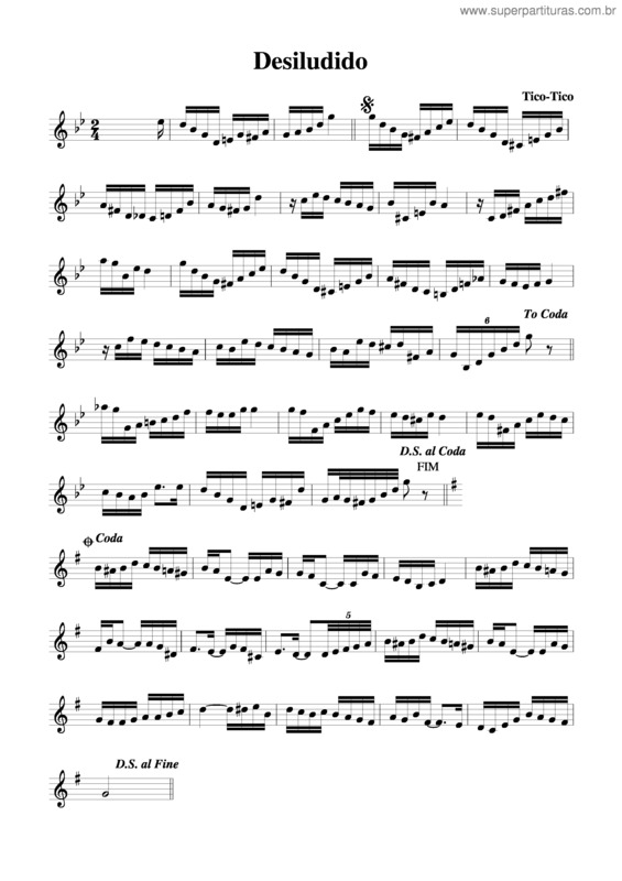 Partitura da música Desiludido