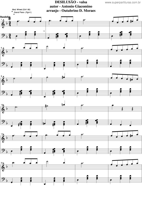 Partitura da música Desilusão v.10