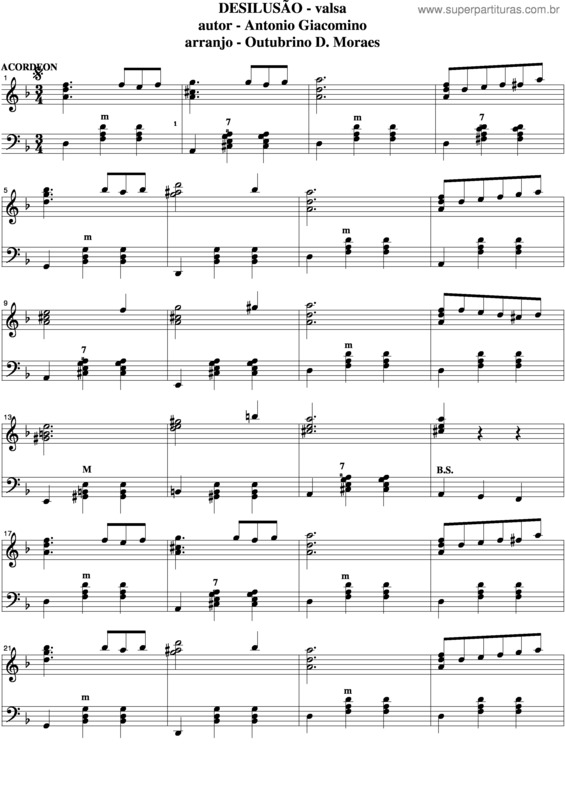 Partitura da música Desilusão v.3