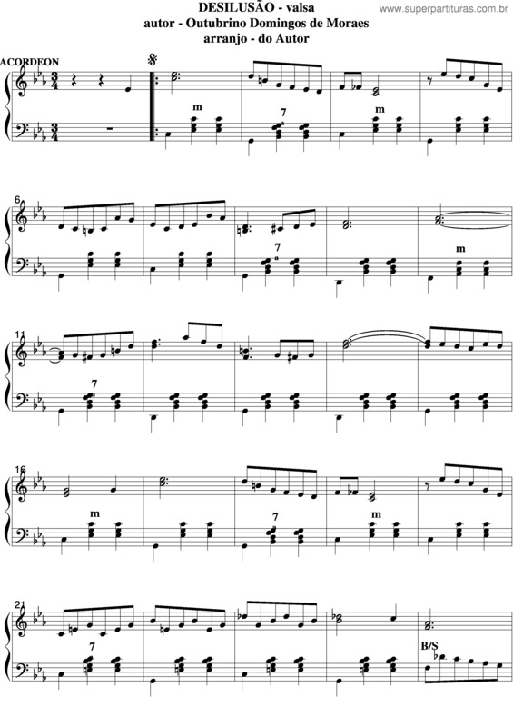 Partitura da música Desilusão v.5